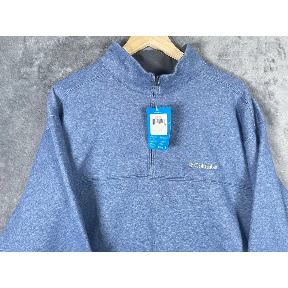 NWT Columbia Mens 3XL Hart Mountain II Half Zip Pullover Blue Heather Fleece
